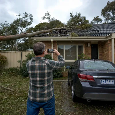 Photographing storm damage for an insurance claim in Central Coast